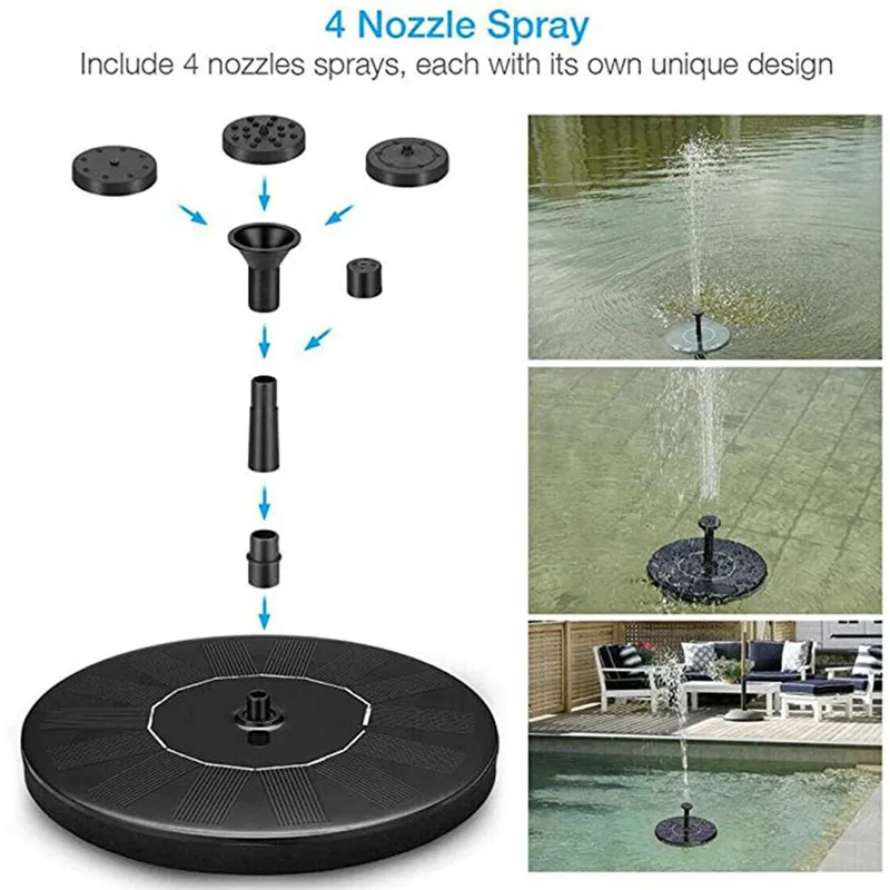 Floating Solar Fountain Garden Waterfall Pool Pond Bird Bath Panel Powered Water Pump Decoration | Дом и сад