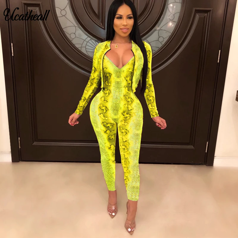 Женский комбинезон без рукавов с принтом в виде змеи v вырезом для ночного клуба| |