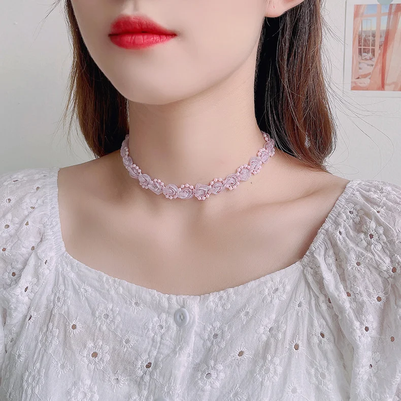 Женское кружевное ожерелье с вышивкой Свадебный чокер цепочками длиной до