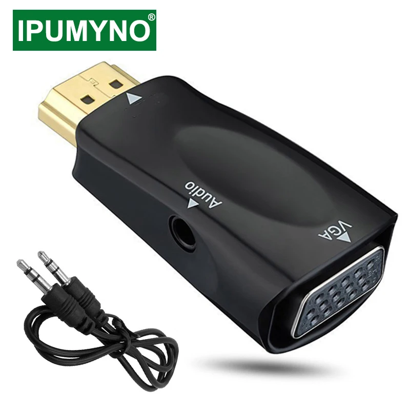 

HDMI-Compatible To VGA Adapter Male To Female Splitter Audio Jack 3.5 Cable Converter TV Box ADisplay Port PC Projector Projetor