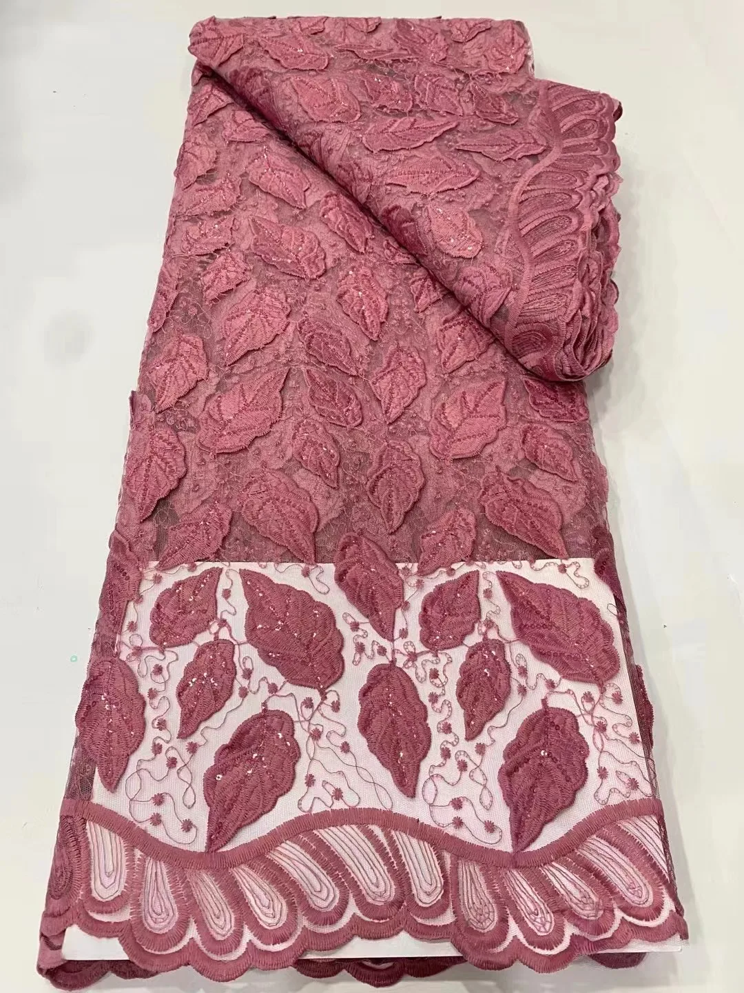 

H&Q LACE African 3D Embroidered Tulle Lace Fabric With Sequins 2022 Nigerian French Milk Silk Laces Fabrics For Wedding Dress