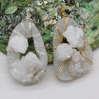 wholesale6pcs wholesale natural stone irregular drop shaped white crystal bud pendant making diy charm necklace earrings jewelry