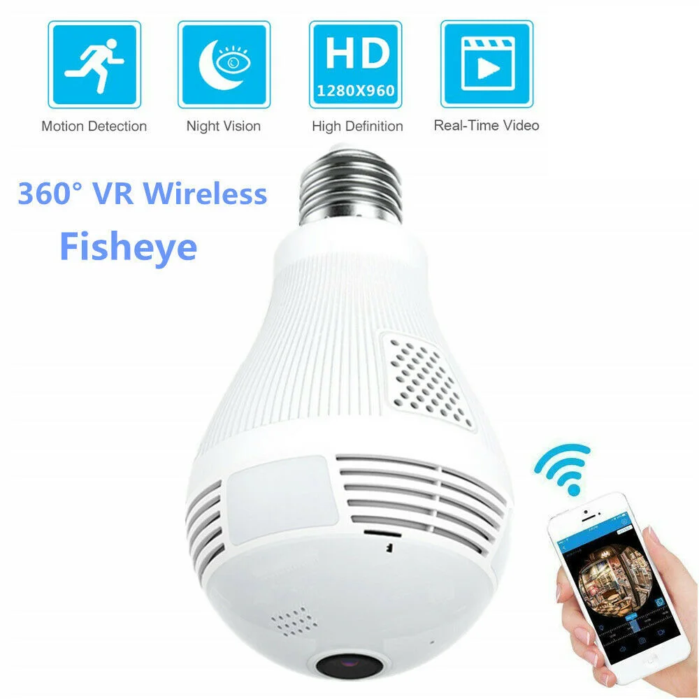 HD 1080P Wi Fi IP камера 360 ° панорамный беспроводной светильник лампа для домашней