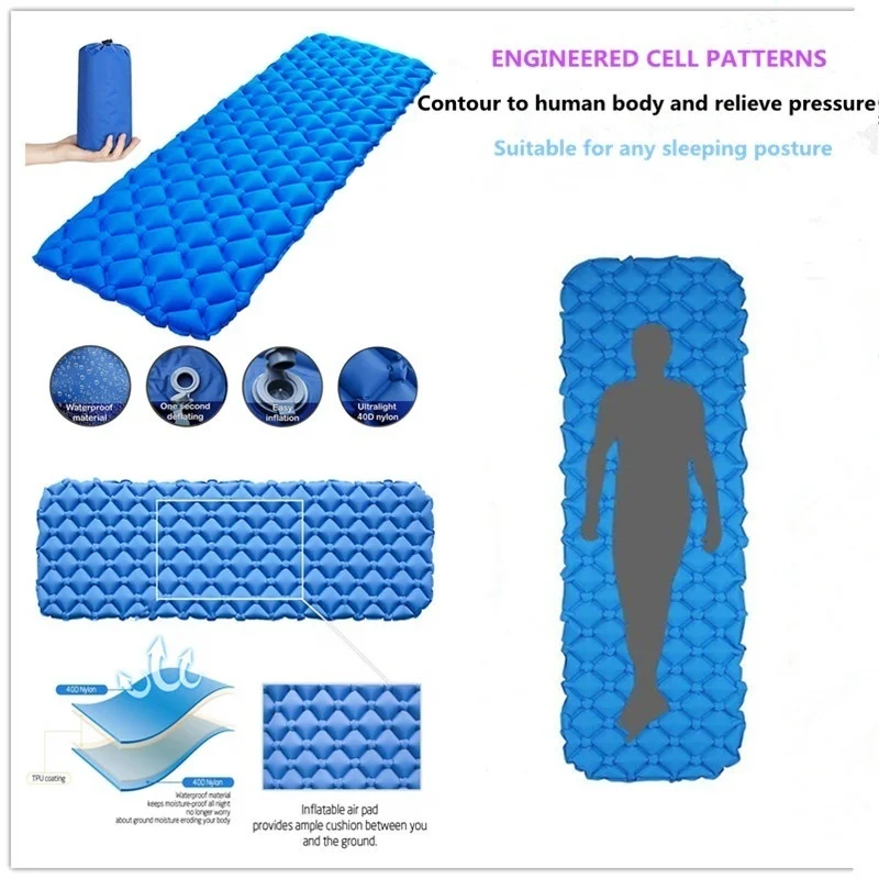 

Ultralight Inflatable Sleeping Pad Air Mattress Camping Sleeping Pad Sleeping Bag Pad for Hiking Camping Travel Hammock Tent