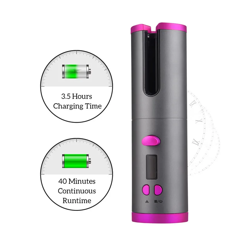 

USB Rechargeable Automatic Hair Curler Cordless Curling Curly Iron LED Digital Rotating Curling Wand Natural Wavy Large Waver 51
