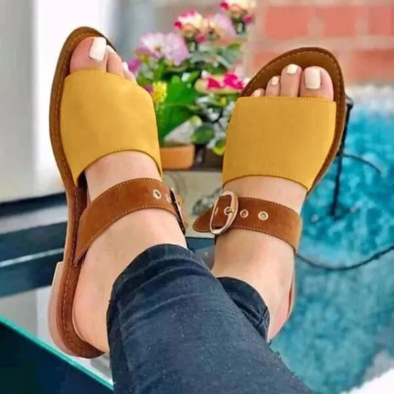 

Сандалии женские летние с открытым носком, модные босоножки с ремешком и пряжкой, дышащие богемные босоножки, семейная пляжная обувь, 2021