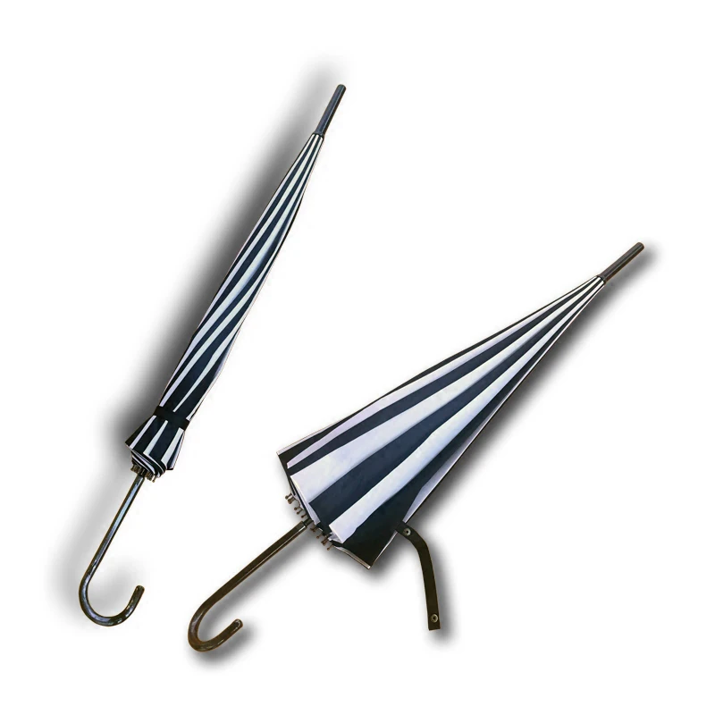 В черно белую полоску Длинная ручка зонта Женская классика пагода зонтик свадьбы