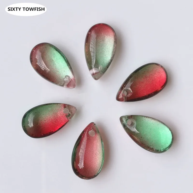 

20 Pieces 8x14mm Gradient Red Green Czech Teardrop-shaped Glass Beads For Jewelry Making Pendant Handmade DIY Accessories
