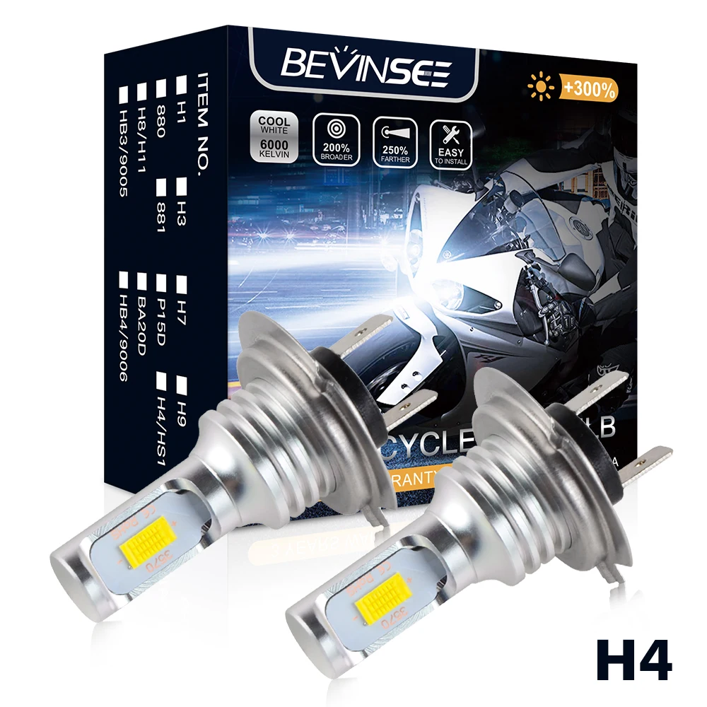 H4/9003/HS1 Светодиодная лампа для фары CSP Hi/короче спереди и длиннее сзади) 6500K 100W 3000LM