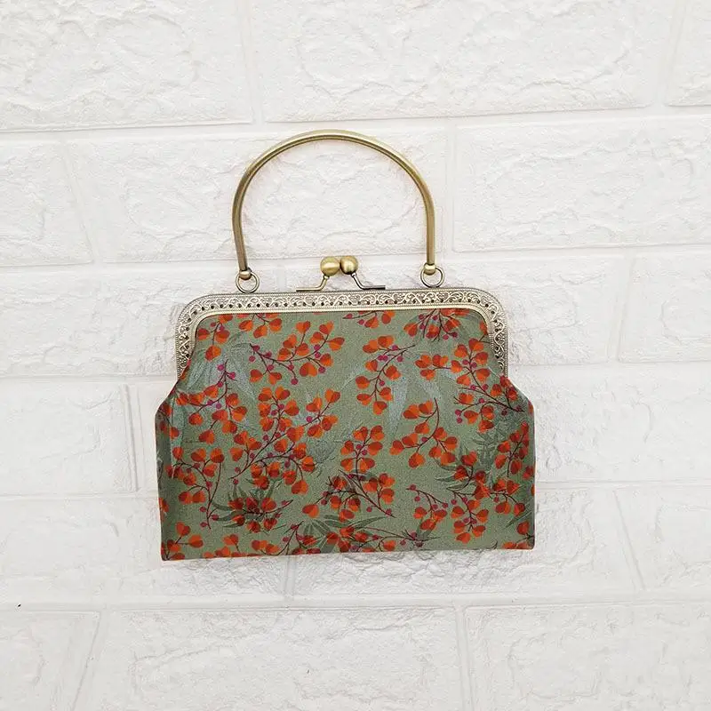 

Chinese Style Silk Fragrant Cloud Yarn Jacquard Bamboo Leaf Pattern Retro One-shoulder Diagonal Bag Cheongsam Bag Mother Bag