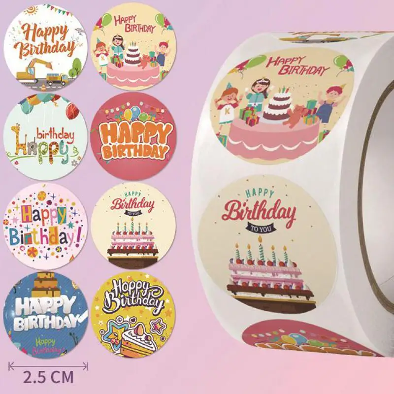 

500pcs New Happy Birthday Stickers for Kids Children Home Classroom Birthday Party Favor Decorations Gift Bag Envelope Seal