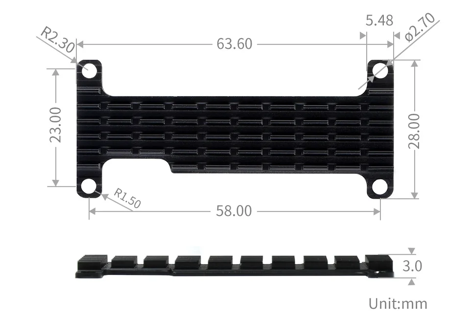 Dedicated Aluminum Heatsink for Raspberry Pi Zero Series / 2 W | Demo Board Accessories