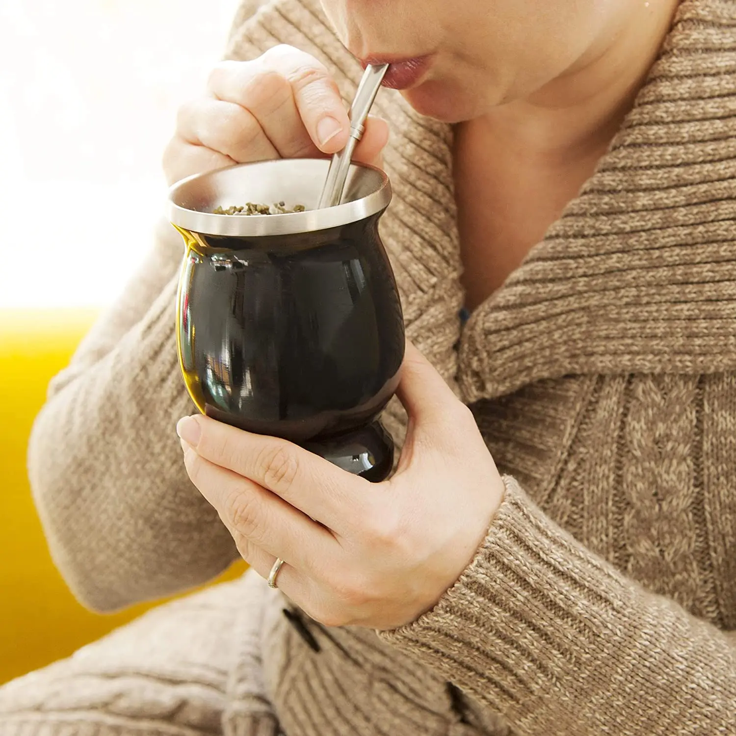 Набор тыквы Yerba Mate Двухстенная чайная чашка из нержавеющей стали и набор Bombilla В