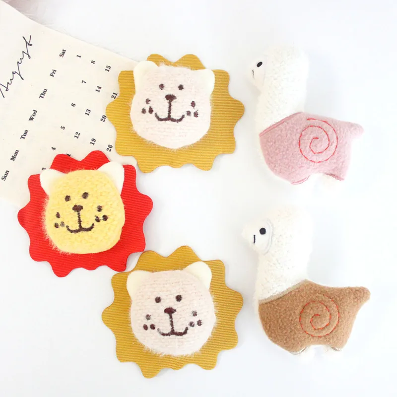 

5PCS/Lot Cartoon Plush Alpaca Lion Cloth Patches Applique Crafts For Girl Garment Scarf Accessories And Bag Hat Decoration