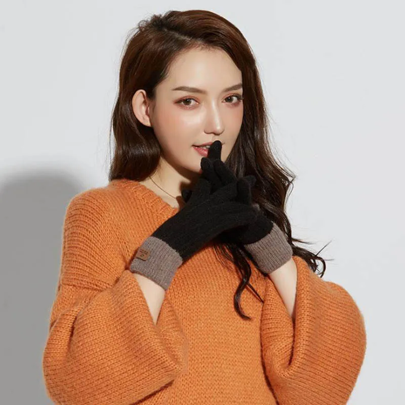 Модные новые зимние женские теплые кашемировые милые варежки Calymel двойные