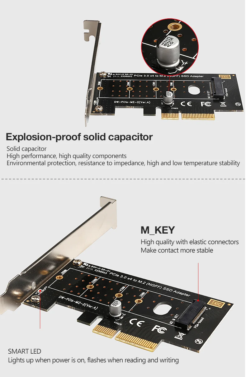 Утхай T16 M.2 NVME PCI-E адаптер M.2 NVMe SSD PCIE 3,0X16X8X4 переходная карта для M ключ интерфейс SSD карты расширения