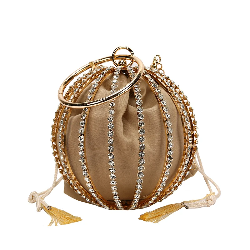 

Embroidered women's bag 2021 new fashion show diamond flower ball birdcage bag single shoulder slant span bag