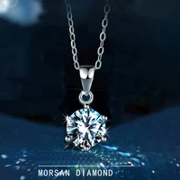 classic real 1 carat moissanite six claws pendant necklaces for women 100 925 sterling silver sparkling wedding fine jewelry