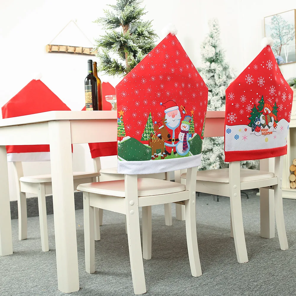 Фото Рождественские чехлы на стулья 6 шт./лот рождественские сиденья Рождественское