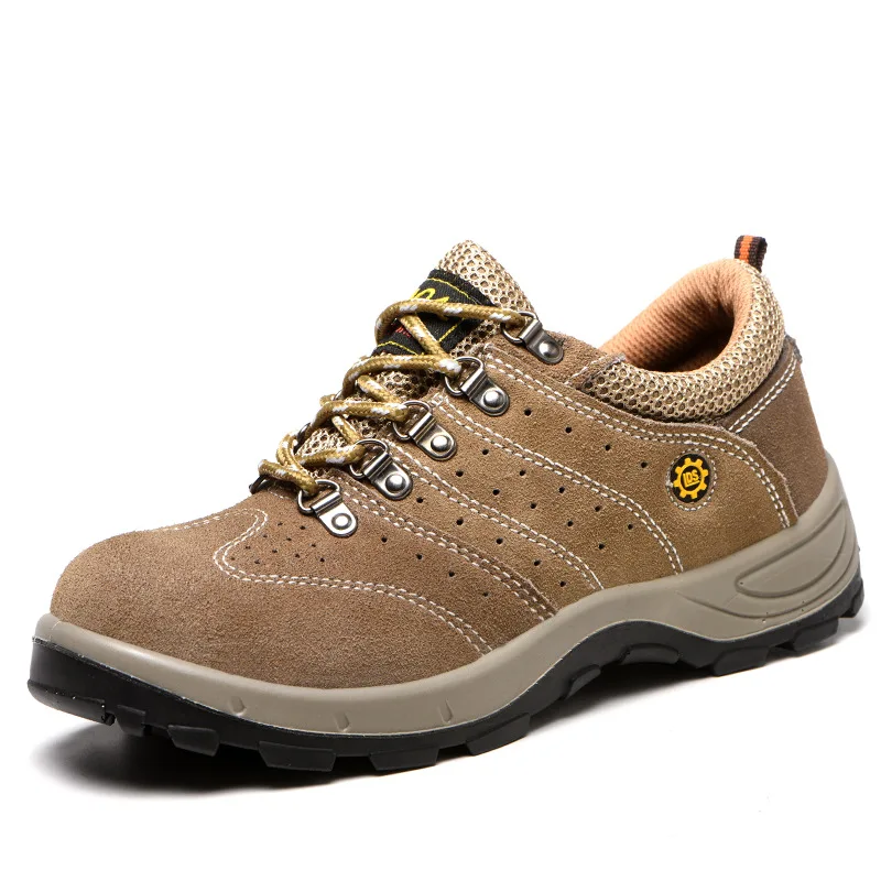 

Indestructible Spring Men's Safety Work Shoes Anti-Smash Anti-Puncture Kevlar Insole Breathable Cowhide Solid Sole Work Boots