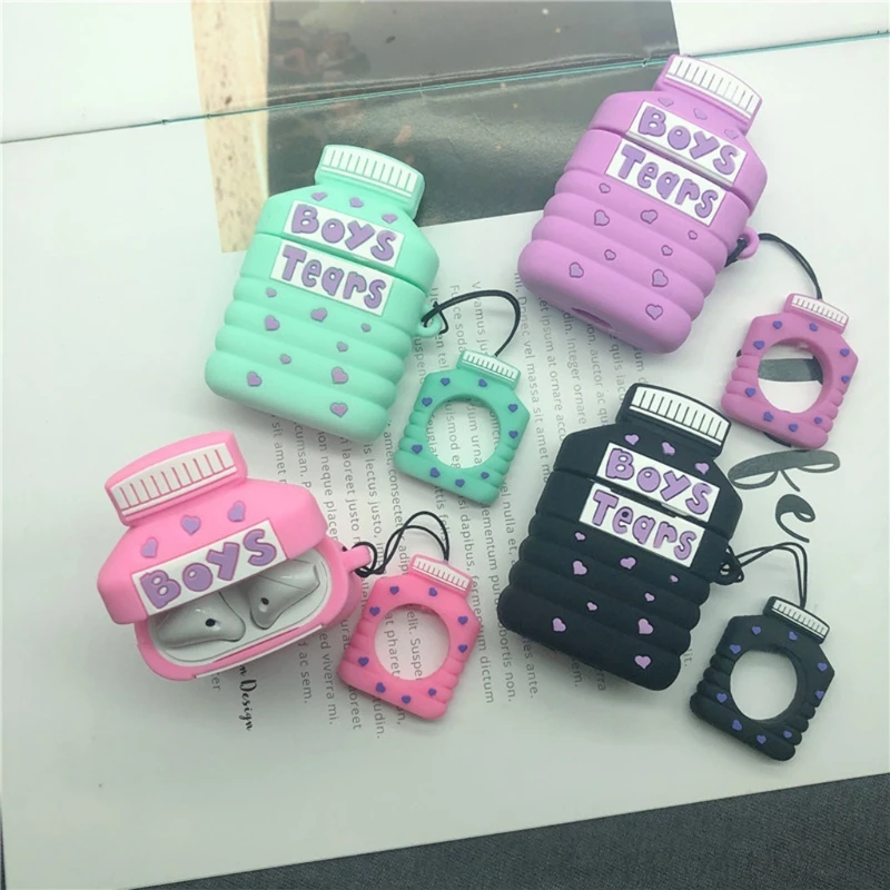 

67JA For AirPods 1/2 Case Cute Cartoon Boys Tears Earphone Cases For A pple Airpods 2 Protect Cover with Finger Ring Strap