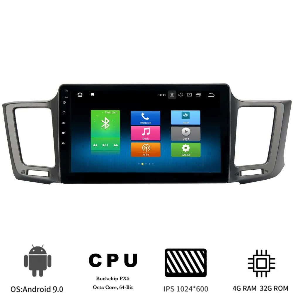 Android 9,0 Автомагнитола gps navi для Toyota RAV4 2013 мультимедийный плеер Восьмиядерный 4 Гб+ 32 ГБ 10," ips wifi BT