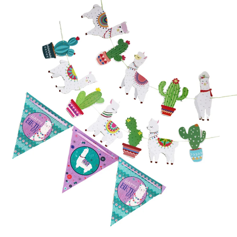 

2pcs Party Banners Alpaca Shape Hanging Buntings Background Animal Hanging Pendants for Kids Baby Shower (Green A