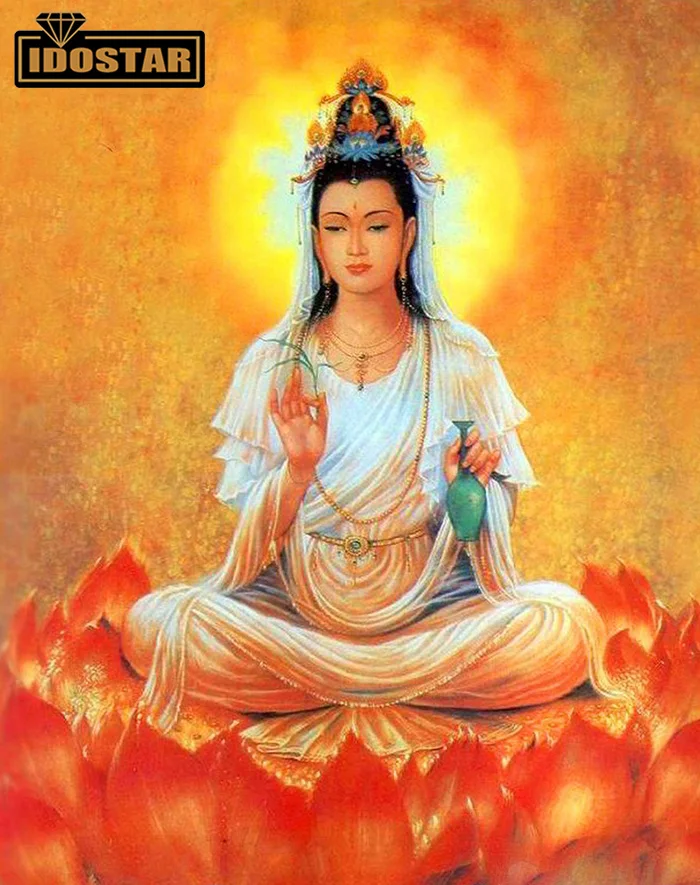 

Полностью квадратная дрель Guanyin Buddha 5D diy Алмазная картина крестиком Настенная Наклейка Алмазная лента вышивка Ремесла декор
