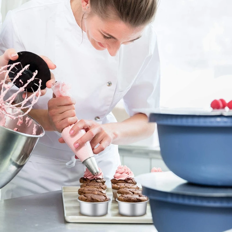 

10 Pack Pressed PVC Metallic Hollow Placemats with 10 Pack 4 Inch Round Aluminum Cake Pan Set