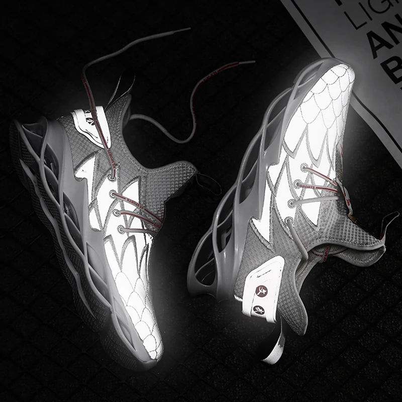 Мужские беговые кроссовки со стразами зеркальная фотоотражающая обувь сандалии