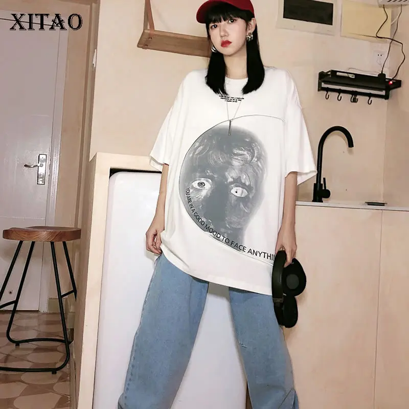 Женская футболка с индивидуальным принтом XITAO модная свободная рукавами