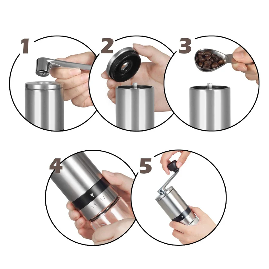 

55MM Stainless Steel Manual Coffee Grinder Hand Crank 18g Coffee Bean Miller Portable Cafe Maker Mill Machine