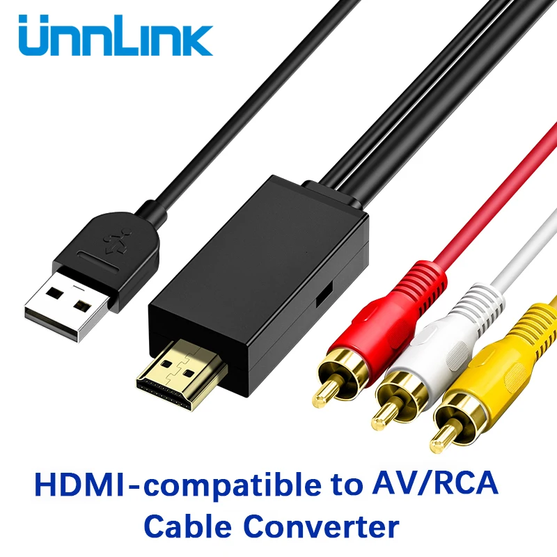 Unnlink 1 5 м HDMI совместимый с AV 3RCA кабель CVBS видео аудио адаптер провод для ТВ Smart Android