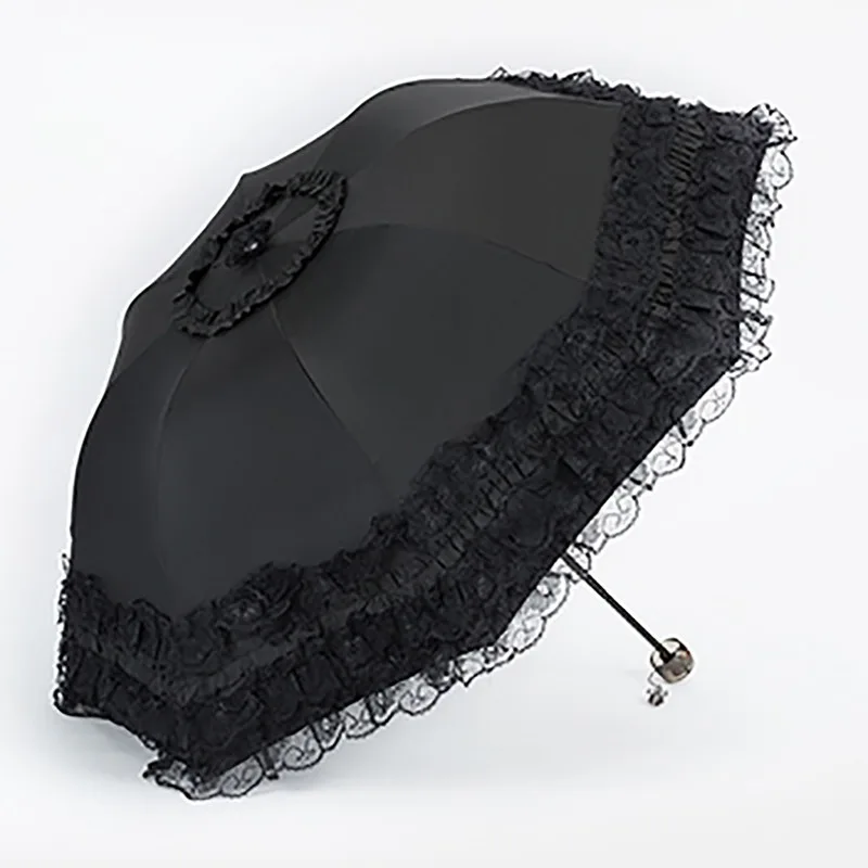 

Princess Lace Umbrella Double Layer Rain Umbrella Ultra Light Sun Protection Umbrella Three Fold Parasol Umbrella