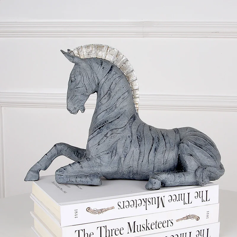 

2021 New American Zebra Art Sculpture New Classical Animal Horse Statue Resin Craft Living Room Decorations For Home R3823