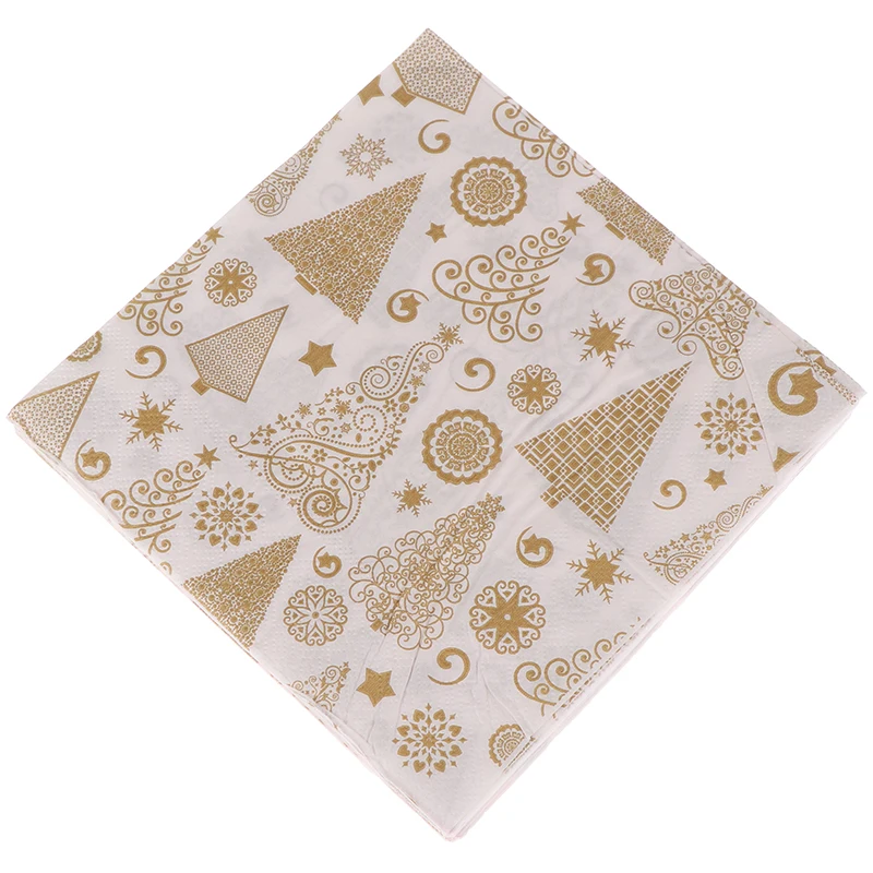

20PCS/set Square Christmas Paper Napkin For Home Xmas Table Decoration Festival Napkins Cloth Pocket Handkerchief