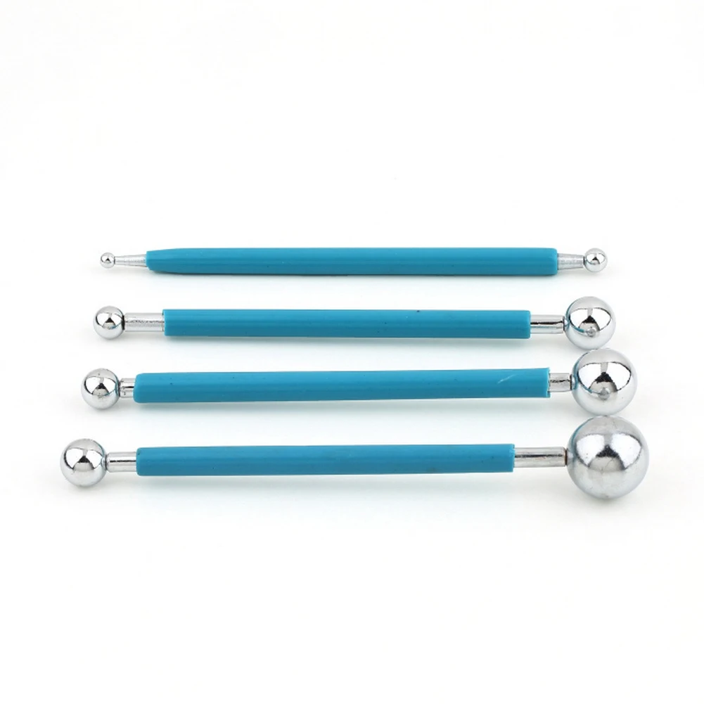 

4 Pcs Fondant Cake Flower Metal Ball Modelling Decor Sugar Craft Tools Set