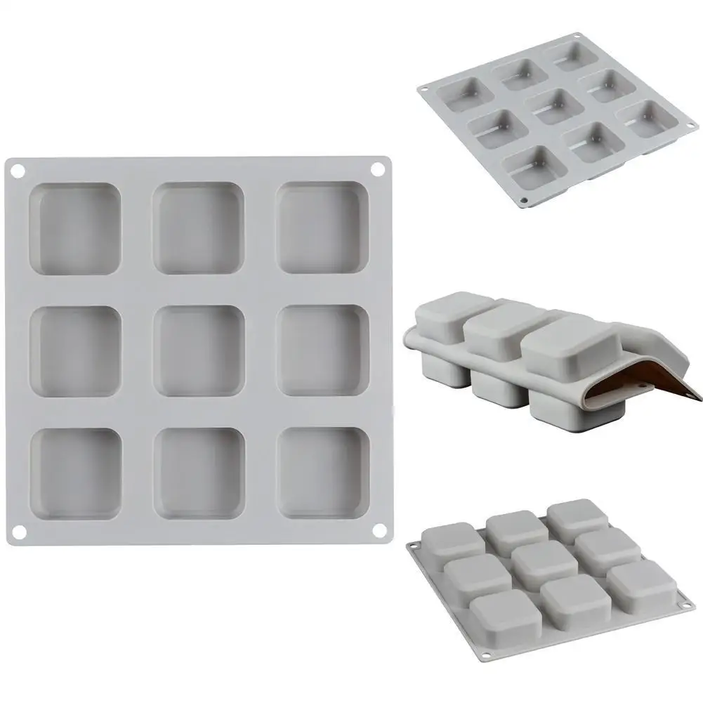 

9 Grids Square Silicone Soap Molds Handmade Soap For Diy Cake Soap Supplie Kitchen Dining Mold Cube Bar And Making Chocolat U2E7