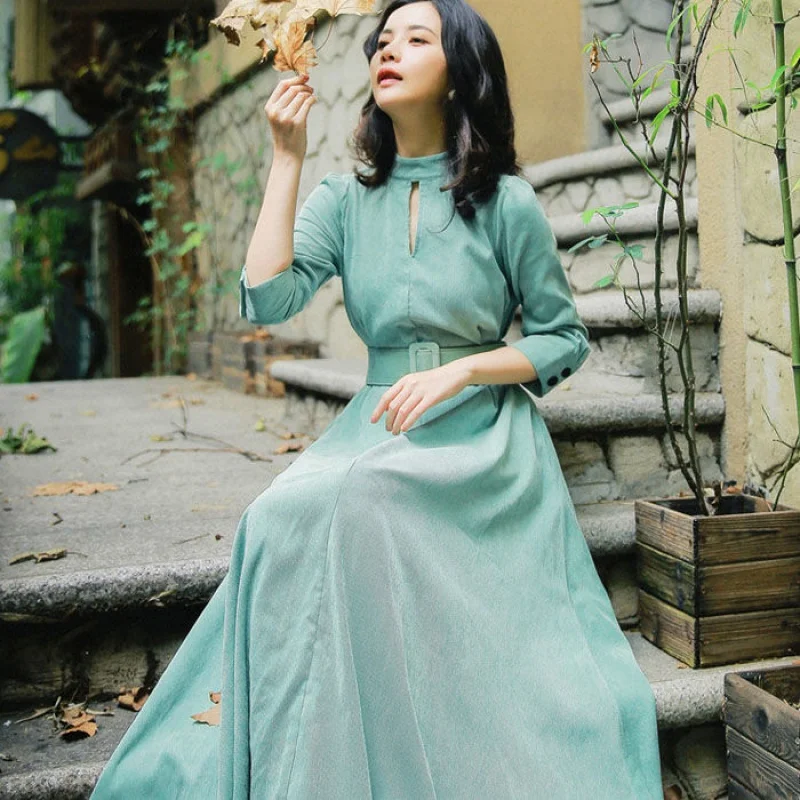 Новые весенние женские платья-трапеции Timis Li платья с воротником-стойкой и