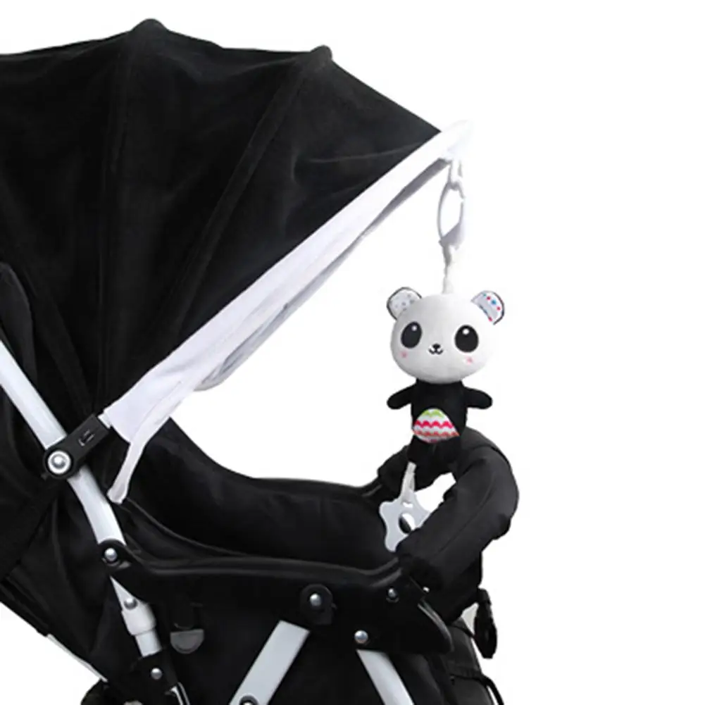 Baby Newborn Rattle Hanging Toys Plush Panda Animal Baby Stroller Bed Mobile Rattle Bell Pendant Development Toy With Music