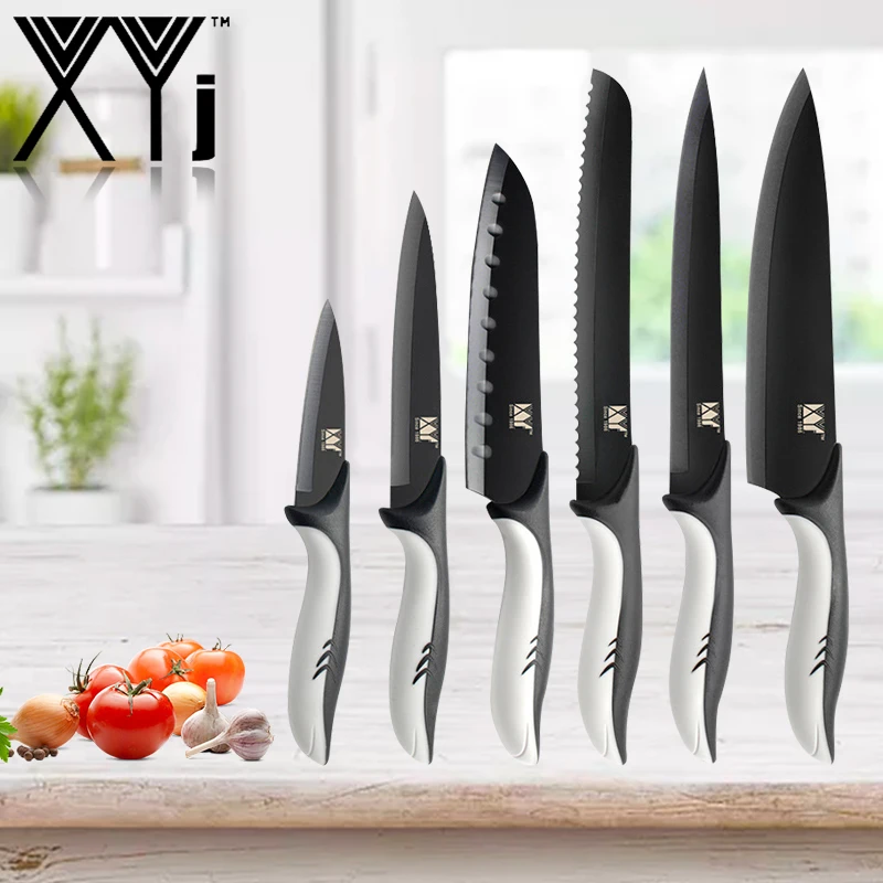 Набор кухонных ножей с подставкой для шеф повара универсальная точилка сантоку