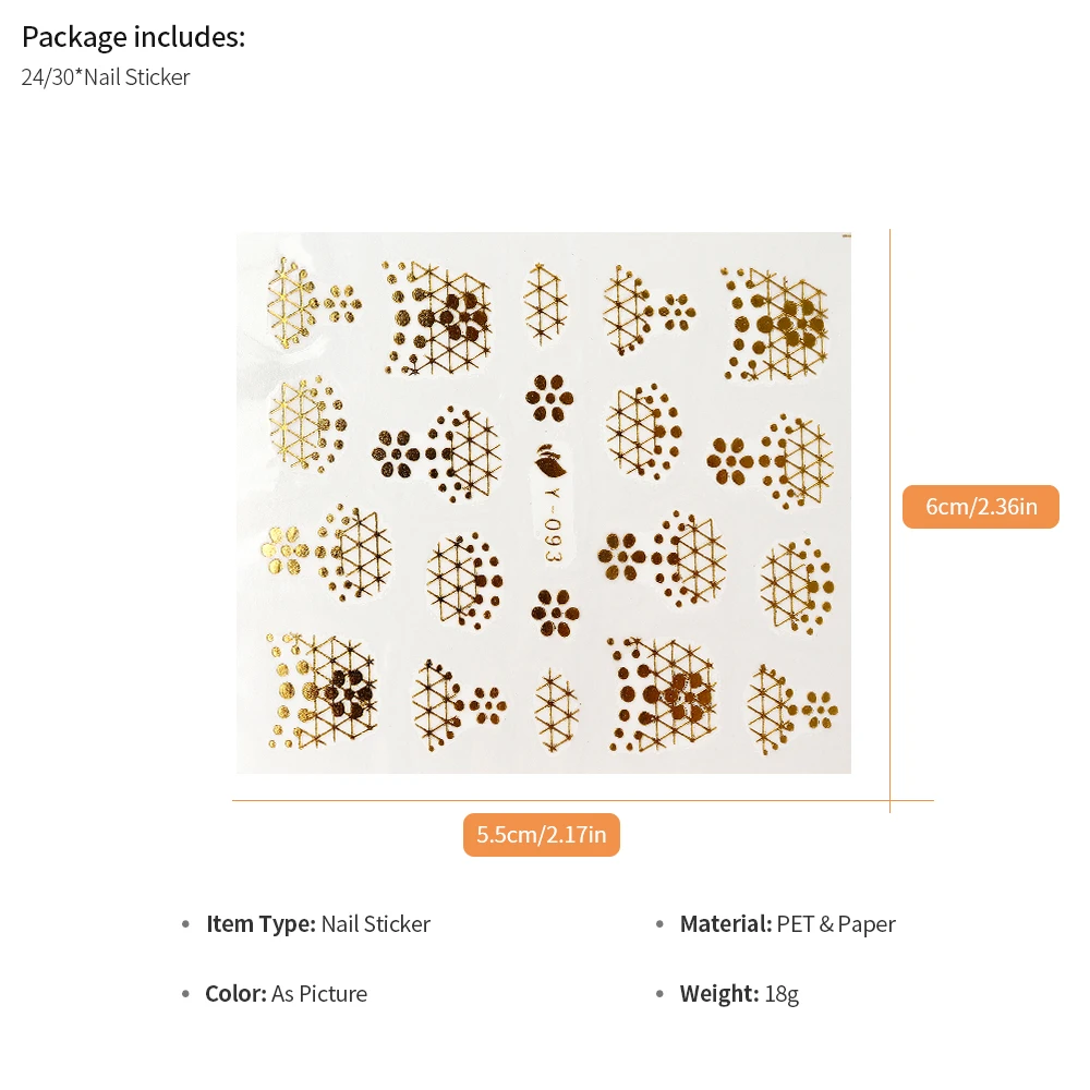 24/30 шт Золотой Серебряный набор наклеек для ногтей многоцветные треугольные