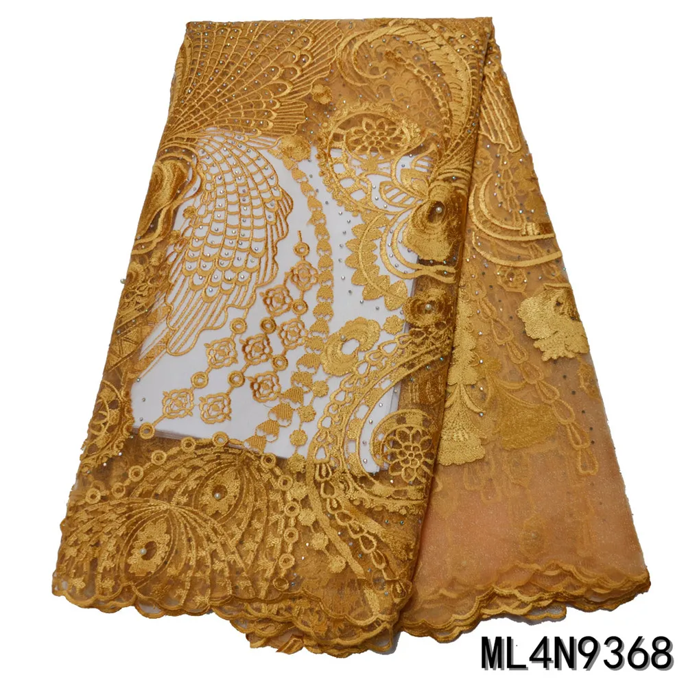 

Beautifical French Gold Lace Fabric Bridal High Quality Net Lace Fabric for Garment ML4N9368
