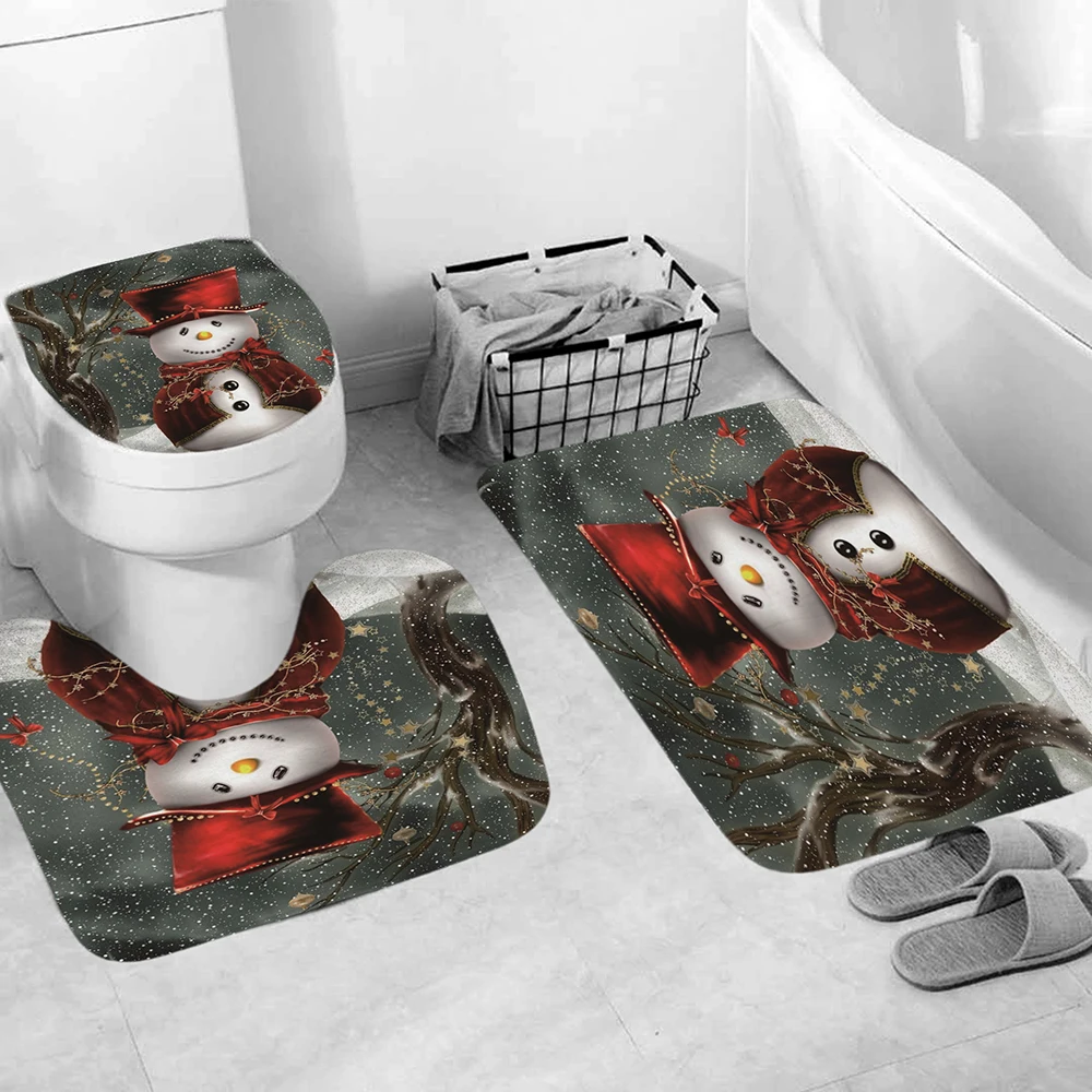 Модные занавески в ванную комнату с изображением снеговика подставка под коврик