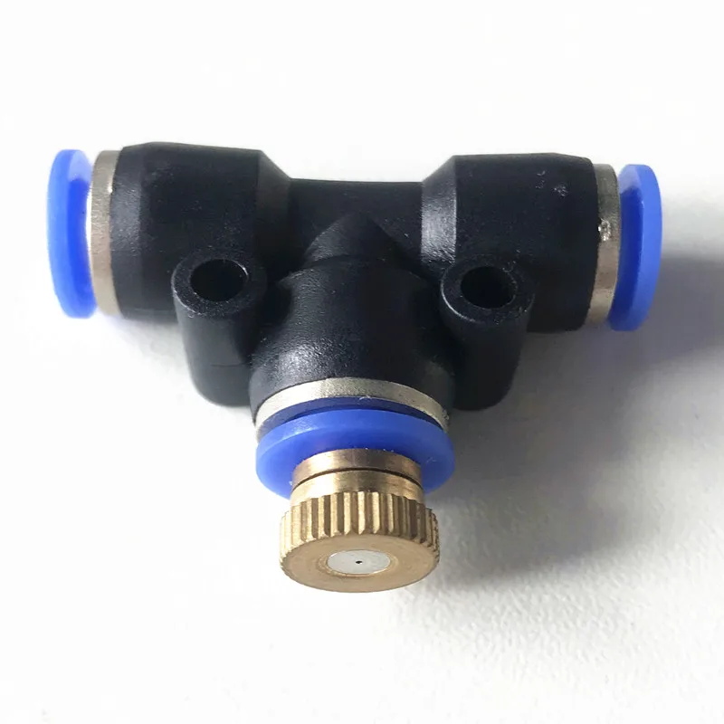 Nozzle with tee E453 водяная Туманная система охлаждения комплект летний Спринклерный латунный сопло открытый сад парниковый парк растения распылительный шланг водяной спрей - Цвет: Nozzle with tee