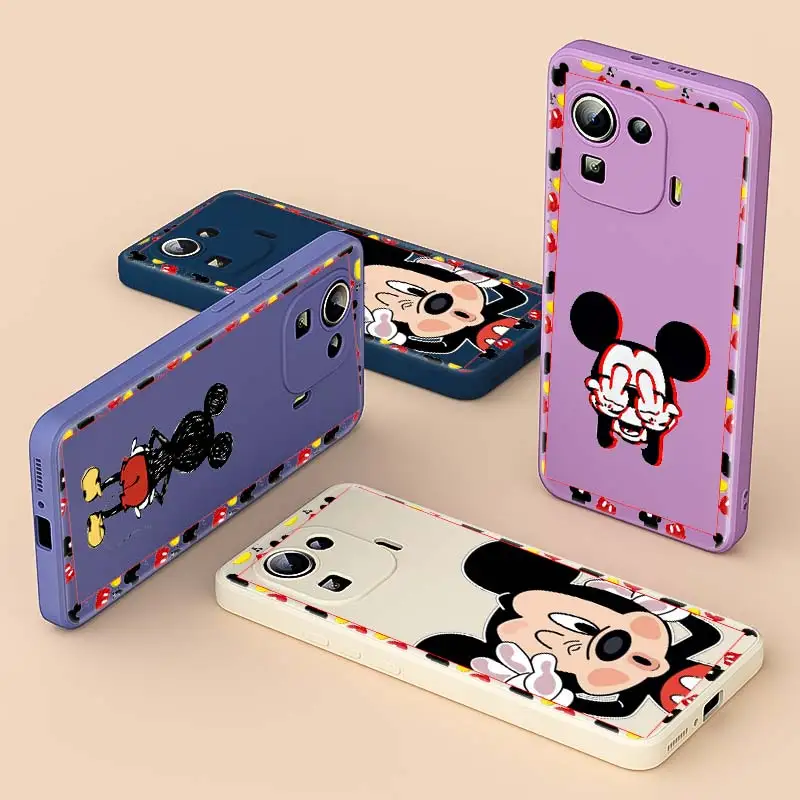 

Mickey Minnie Cute Liquid Silicone TPU For Xiaomi 11 Ultra 10T 10S 10i 10 9 11T 11i 9SE 8SE Pro Lite 5G Phone Case