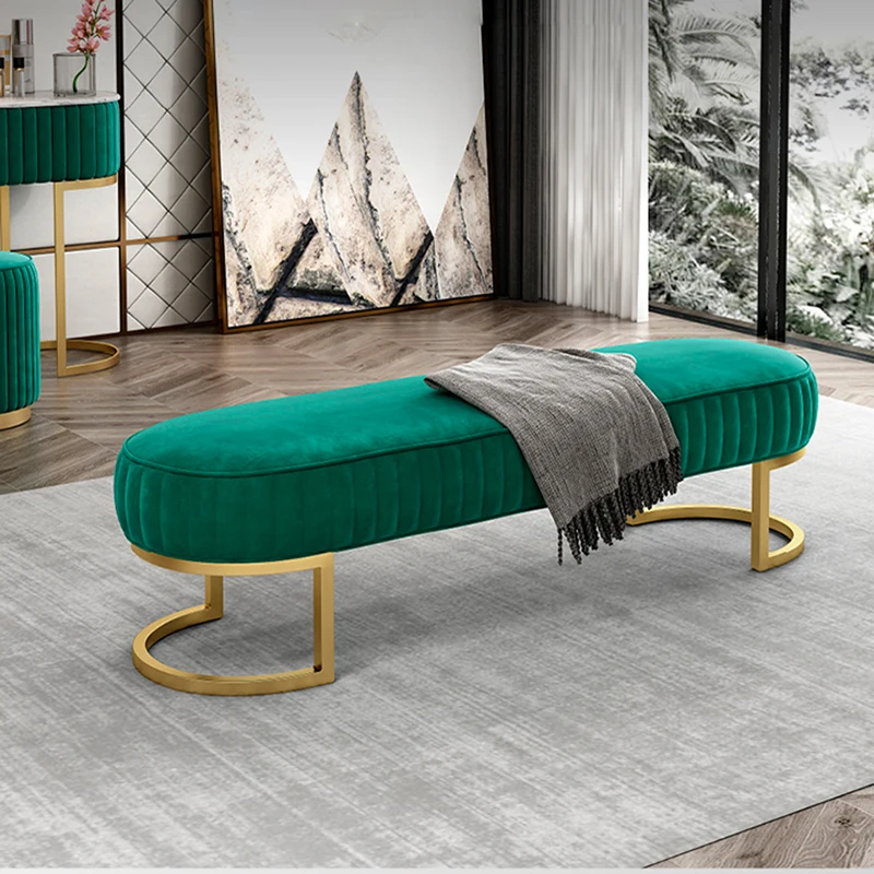 

Nordic Stool Light luxury Home furniture ottoman modern living room shoe changing stool soft bag cushion creative Chest bench