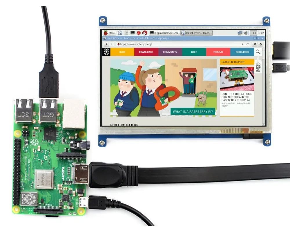 800*480 7-дюймовый емкостный сенсорный ЖК-экран типа B для Raspberry Pi BB черный