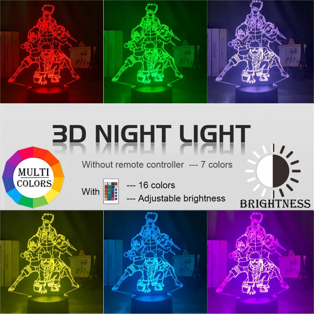 

Neon Light Naruto Team 7 Uzumaki Naruto Sasuke Sakura Kakashi Nightlight Room Decoration Accessories Night Light For Children