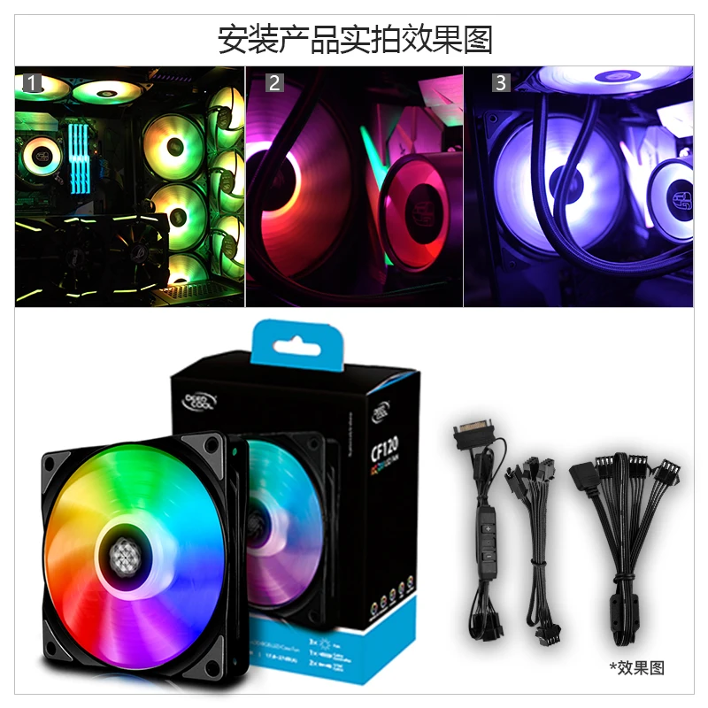 Вентилятор шасси Deepcool 12 см тихий вентилятор ЦП RGB охлаждения 3pin4pin радиатор кулер